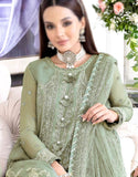Heavy Embroidered Chiffon Party Dress with Embroidered Net Dupatta (DZ17646)