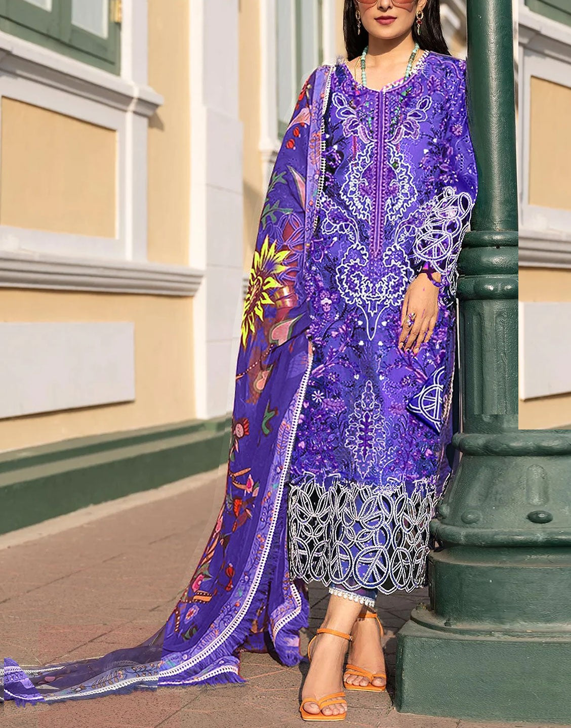 Heavy Embroidered Dhanak Dress with Shawl Dupatta (DZ17657) DressyZone.com Heavy Embroidered Dhanak Dress with Shawl Dupatta (DZ17657) DressyZone.com