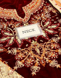 Luxurious Heavy Embroidered Velvet Dress with Emb. Silk Trouser (DZ17677)