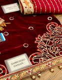 Luxurious Heavy Embroidered Velvet Dress with Emb. Silk Trouser (DZ17677)