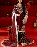Luxurious Heavy Embroidered Velvet Dress with Emb. Silk Trouser (DZ17677)
