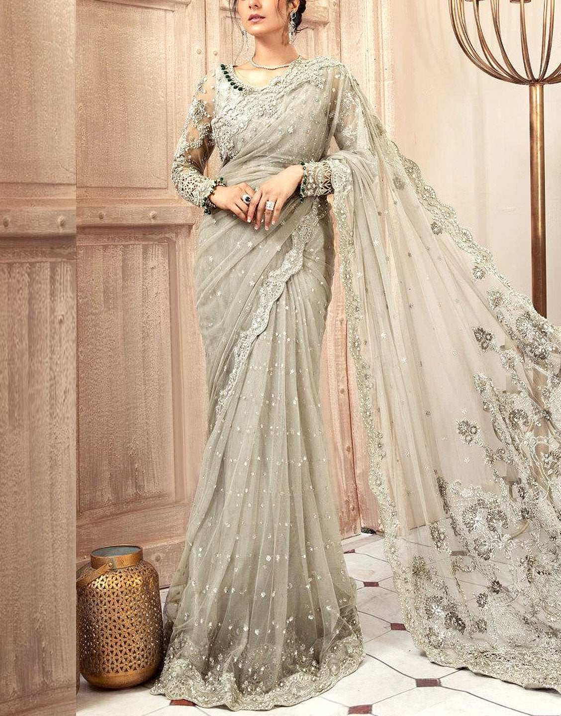 bridal net saree