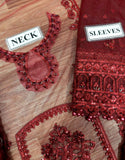 Luxurious Embroidered with Handwork Red NET Wedding Dress (DZ17817)