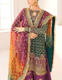 Luxury Embroidered with Heavy Handwork Organza Bridal Wear Dress (DZ17818)
