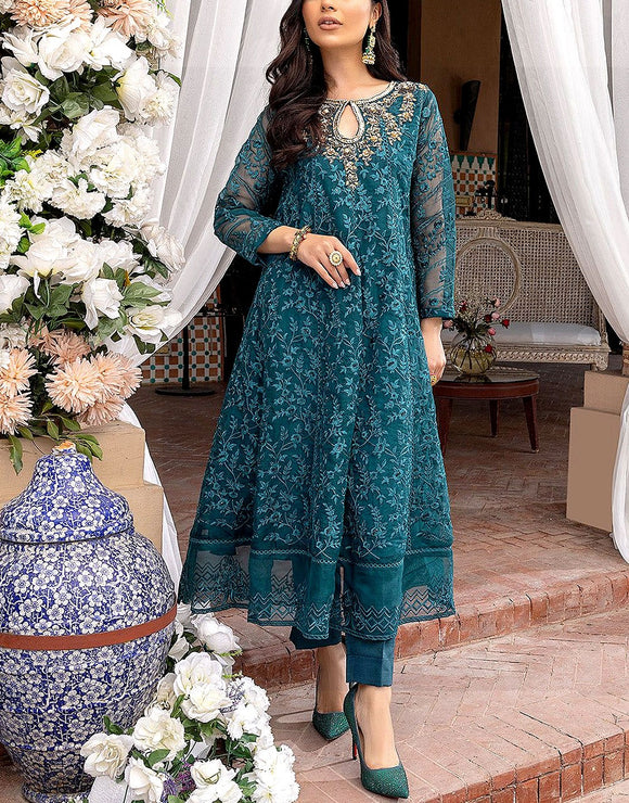 Luxury Embroidered Wedding Organza Frock (DZ17858)