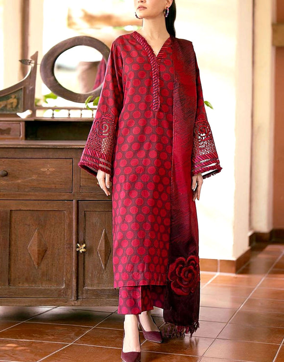 All-Over Printed Lawn Dress with Printed Chiffon Dupatta (DZ17874)