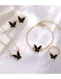 4-Piece Trendy Butterfly Shape Jewelry Set with Bracelet, Earring, Necklace and Ring (DZ17895)