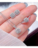 Elegant 3-Piece Silver Pendant Necklace Set with Ring, Earrings (DZ17917)