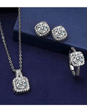 Elegant 3-Piece Silver Pendant Necklace Set with Ring, Earrings (DZ17917)