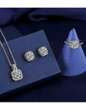 Elegant 3-Piece Silver Pendant Necklace Set with Ring, Earrings (DZ17917)