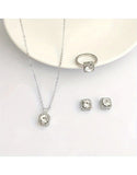 Elegant 3-Piece Silver Pendant Necklace Set with Ring, Earrings (DZ17917)