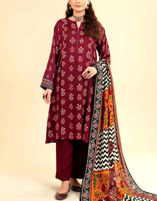 Elegant Embroidered Lawn Dress Design with Monal Dupatta (DZ17965)