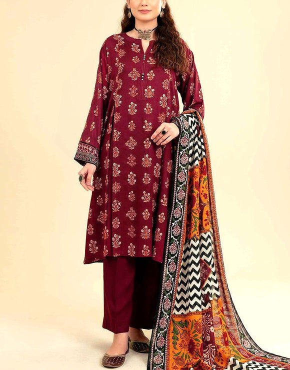 Elegant Embroidered Lawn Dress Design with Monal Dupatta (DZ17965)