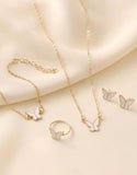 4-Piece Trendy Butterfly Shape Jewelry Set with Bracelet, Earring, Necklace and Ring (DZ17993)