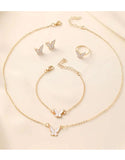 4-Piece Trendy Butterfly Shape Jewelry Set with Bracelet, Earring, Necklace and Ring (DZ17993)