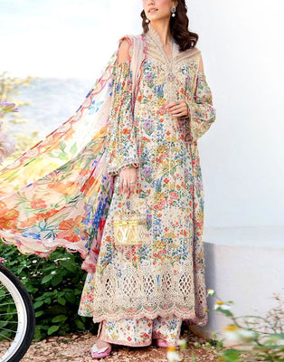 All-Over Print Embroidered Lawn Dress 2025 with Chiffon Dupatta (DZ17997)
