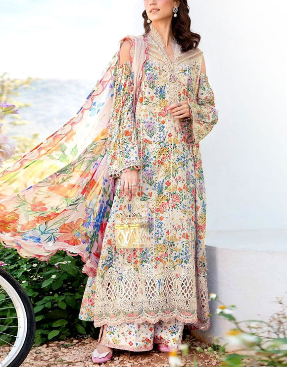 All-Over Print Embroidered Lawn Dress 2025 with Chiffon Dupatta (DZ17997)