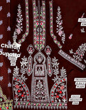 Cultural Inspired Embroidered Cotton Dress with Chiffon Dupatta (DZ17999)