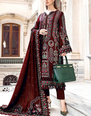 Cultural Inspired Embroidered Cotton Dress with Chiffon Dupatta (DZ17999)