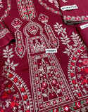 Cultural Inspired Embroidered Cotton Dress with Chiffon Dupatta (DZ17999)
