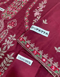 Cultural Inspired Embroidered Cotton Dress with Chiffon Dupatta (DZ17999)