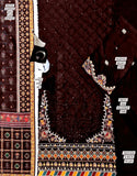 Heavy Sequins Embroidered Maroon Cotton Dress with Printed Diamond Dupatta (DZ18000)