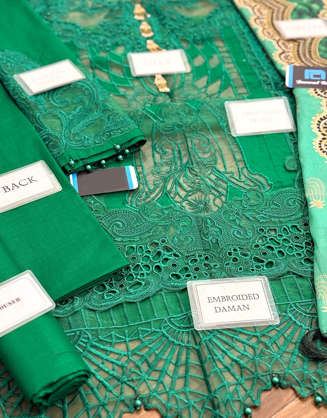 Luxury Heavy Schiffli Embroidered Cotton Dress with Silk Dupatta (DZ18 DressyZone.com Luxury Heavy Schiffli Embroidered Cotton Dress with Silk Dupatta (DZ18 DressyZone.com