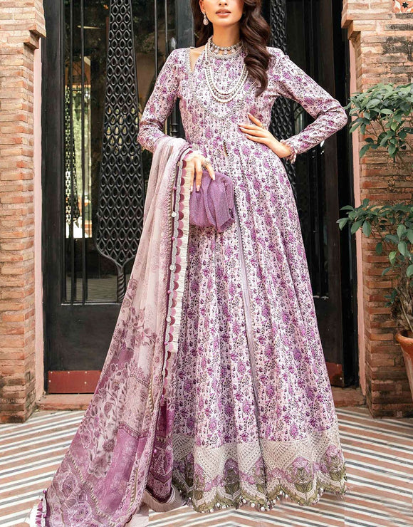 All-Over Print Embroidered Lawn Suit 2025 with Chiffon Dupatta (DZ18003)