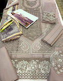 Glamorous Heavy Schiffli Embroidered Lawn Party Dress with Silk Dupatta (DZ18011)