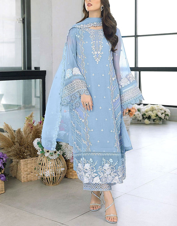 Formal Embroidered Organza Party Wear Dress (DZ18013)