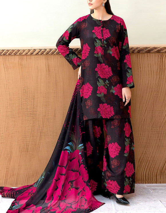 All-Over Digital Print Lawn Dress with Silk Dupatta (DZ18021)