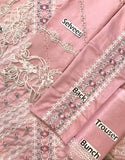 Luxurious Heavy Schiffli Embroidered Lawn Dress with 2-Side Emb. Organza Dupatta (DZ18025)