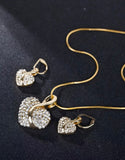 4-Piece Heart Shape Golden Jewelry Set for Girls with Bracelet, Earrings, Necklace and Ring (DZ18031)