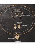 4-Piece Heart Shape Golden Jewelry Set for Girls with Bracelet, Earrings, Necklace and Ring (DZ18031)