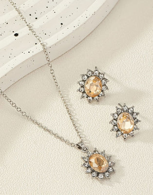 Elegant Sun Flower Style Necklace & Earrings Set for Girls (DZ18037)