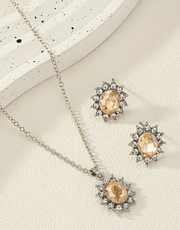 Elegant Sun Flower Style Necklace & Earrings Set for Girls (DZ18037)