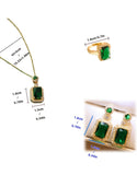 3-Piece Green Rhinestone Necklace Set with Ring & Earrings - Ideal for Daily Wear & Gifting (DZ18038)