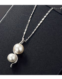 Elegant Faux Pearl Pendant Necklace & Earrings Set for Girls (DZ18040)