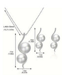 Elegant Faux Pearl Pendant Necklace & Earrings Set for Girls (DZ18040)