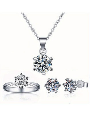Delicate Silver Fashion Necklace, Earrings & Ring Set for Girls (DZ18046)