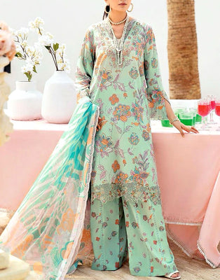 All-Over Digital Print Embroidered Lawn Suit with Chiffon Dupatta (DZ18050)