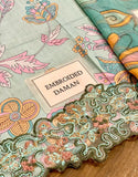 All-Over Digital Print Embroidered Lawn Suit with Chiffon Dupatta (DZ18050)