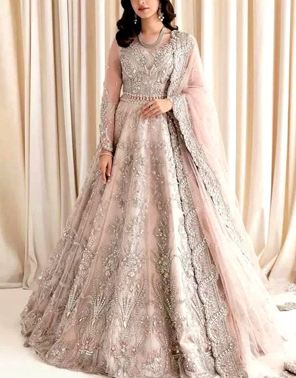 Luxurious Heavy Embroidered NET Bridal Wear Maxi with Emb. NET Dupatta (DZ18184)