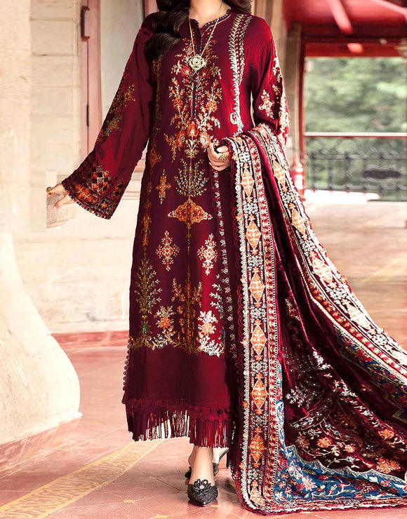 Elegant Embroidered Lawn Suit with Digital Print Diamond Dupatta (DZ18197)