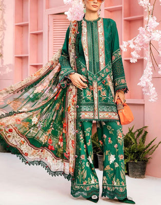 All-Over Print Embroidered Lawn Suit with Chiffon Dupatta (DZ18200)