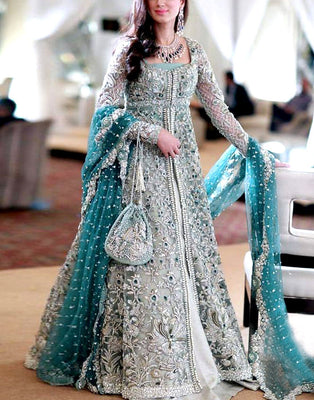 Luxury Heavy Embroidered Bridal Chiffon Maxi Dress (DZ18205)