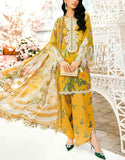 All-Over Print Embroidered Lawn Dress with Printed Chiffon Dupatta (DZ18207)