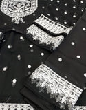 Elegant Embroidered Black Chiffon Wedding & Party Wear Dress (DZ18208)