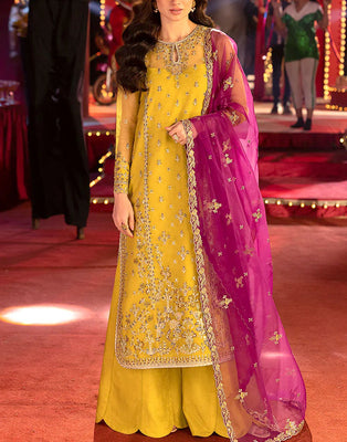 Formal Heavy Embroidered Organza Mehndi Dress (DZ18209)
