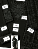 Fancy Embroidered Black Chiffon Party Wear Dress with Silk Trouser (DZ18211)